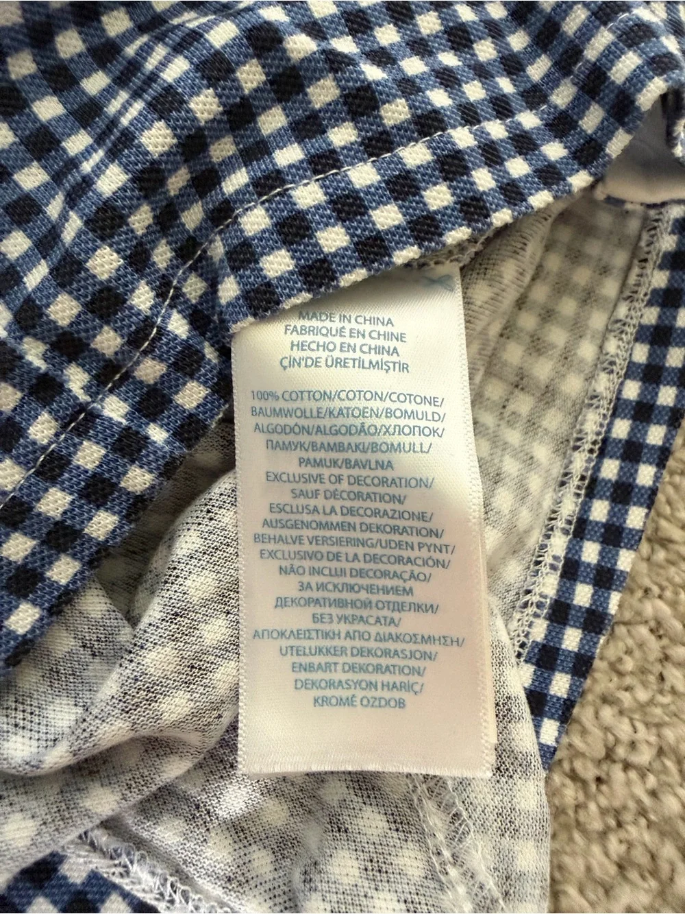 Ralph Lauren Navy and White Gingham Button-Down Shortall Size 24M